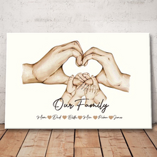 Family Name Home Decor Parents Hands Personalized Custom Framed Canvas Wall Art