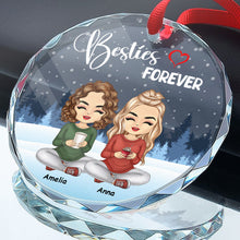 Christmas Besties Forever - Personalized Custom Glass Ornament - Gift For Bestie, BFF, Sisters