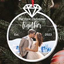 Custom Photo Our First Christmas Married - Personalized Custom Acrylic Ornament - Gift For Couple