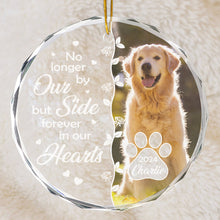 No Longer By Our Side - Customized Personalized Glass Ornament - Memorial Pet Gift For Loss