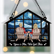 You And Me We Got This Couple Sitting - Personalized Window Suncatcher Ornament - Christmas Gift For Married Couple Husband Wife