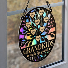 Grandkids Make Life Grand - Personalized Acrylic Window Suncatcher Ornament - Gift For Family Grandma Grandpa Grandparents