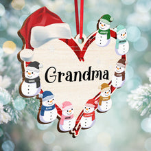 Mom's Grandma's Little Snowmen - Personalized Wooden Cutout Ornament - Gift For Family