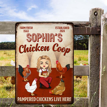 Pampered Chickens Live Here - Farm Chicken Sign - Personalized Custom Metal Signs