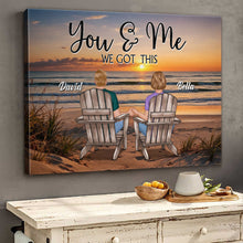 Sunset Beach Landscape Couple Sitting - Custom Canvas Personalized Gift For Couple