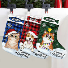 Meowy Christmas & Merry Woofmas  - Personalized Christmas Stocking - Gifts For Dogs & Cats