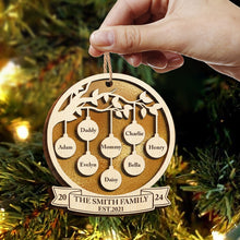 Family Christmas Ornament - Personalized 2-Layered Wooden Ornament - Engraved Gifts For Family