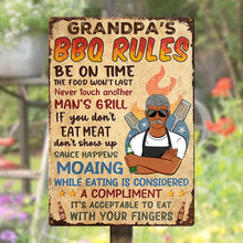 Grilling Dad Grandpa Barbeque Rules - Personalized Metal Sign - Gift For Dad, Grandpa