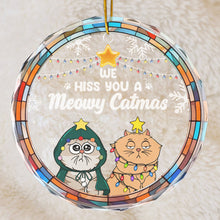 We Hiss You A Meowy Catmas - Customized Personalized Glass Ornament - Christmas Gift For Cat Pet Lover