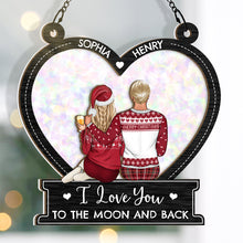 I Love You To The Moon - Customized Personalized Window Ornament - Christmas Gift For Couple