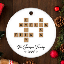 Family Crossword Puzzle Art Ornament - Customized Personalized Ceramic Ornament - Christmas Gift For Family Members