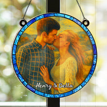 Custom Couple Photo Starry Night - Personalized Acrylic Window Suncatcher Ornament - Gift For Couple, Him, Her