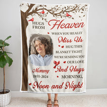 Custom Photo Memorial A Hug From Heaven - Personalized Photo Blanket - Christmas Gift For Family