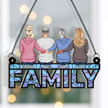 Family Sitting Together Personalized Custom Window Suncatcher Ornament Family Gift