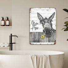 Donkey Sunflower Bathroom Metal Sign