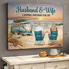 Back View Couple Camping Beach Landscape - Custom Canvas Personalized Gift For Couple