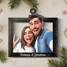 Custom Photo Cartoon Style - Personalized Wooden Cutout Ornament - Christmas Gift For Husband Wife, Anniversary