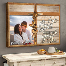 God Gave Me You - Custom Photo Gifts For Couple, Gift Personalized Custom Framed Canvas Wall Art