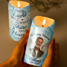 Custom Photo Blue Sky Candle LED - Personalized Candle LED Light - Memorial Gifts For Family Members