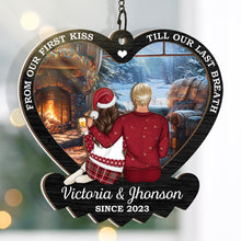 From Our First Kiss - Customized Personalized Window Suncatcher Ornament - Christmas Gift For Couple Husband Wife