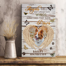 Custom Photo Personalized Canvas Wall Art  Pet Memorial Gifts Angels Don't Always Have Wings  - Gift For Loss Pet