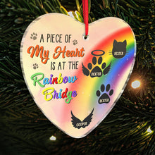 My Heart At The Rainbow Bridge - Personalized Custom Heart Acrylic Ornament - Gift For Pet Lovers