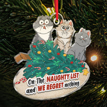 Christmas Fluffy Cat Funny Expressions On The Naughty List Regret Nothing - Personalized Customized Ornament - Christmas Gifts For Pet Lover