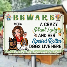 A Crazy Plant Lady & Her Spoiled Dogs - Gift For Gardening Lovers - Personalized Classic Metal Signs