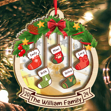 Christmas Family Socks - Personalized Custom Mirror Wooden Ornament - Gift For Family