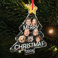 Custom Photo Merry Christmas Tree -  Personalized Acrylic Ornament - Gift For Family, Best Friends