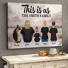 Family Sitting - Personalized Custom Framed Canvas Wall Art - Gift For Family Mom Dad