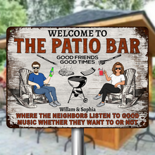 Patio Bar Grilling Listen To The Good Music Gift For Couple Personalized Custom Metal Sign