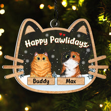 Happy Pawlidays - Personalized Acrylic Window Suncatcher Ornament - Christmas Gift For Pet Owners