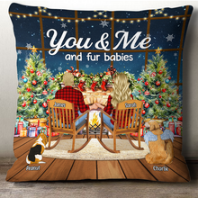 You & Me And The Fur Baby - Customized Personalized Pillow - Christmas Couple Gift For Dog Mom Dog Dad