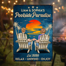 Our Poolside Paradise - Relax, Unwind, and Enjoy - Personalized Classic Metal Signs