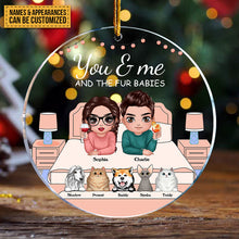 You Me And Fur Babies On Bed Gift For Pet- Personalized Custom Circle Ceramic Ornament