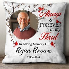 Custom Photo Always & Forever In Our Heart  - Personalized Custom Pillow - Gift For Memorial