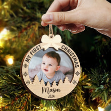 My First Christmas - Personalized 2-Layered Wooden Ornament - Christmas Gifts For Family, Baby Kid