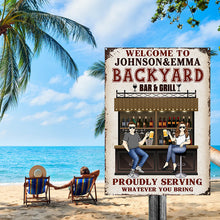 Backyard Bar Where Memories Are Made And Often Forgotten In The Morning - Gift For Couples - Personalized Custom Classic Metal Signs