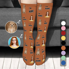 Custom Photo Face I Love You -  Personalized Customized Socks - Gift For Pet Lover