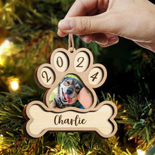 Custom Photo Dog Footprint - Personalized 2-Layered Wooden Ornament - Christmas Gifts For Dog Lover