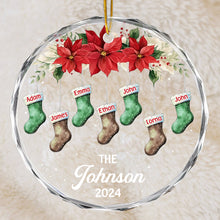 Christmas Stocking Family - Customized Personalized Glass Ornament - Christmas Gift For Family