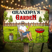 Grandpa's Garden - Personalized Metal Sign For Backyard, Garden - Gift For Grandpa, Family