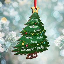 Christmas Tree Family - Personalized Wooden Cutout Ornament - Gifts For Family