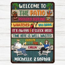 Patio Grilling Proudly Serving Whatever You Bring Gift For Couples Personalized Custom Metal Sign