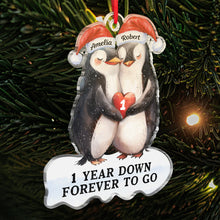 Cute Penguin Couple Shaped - Personalized Acrylic Ornament - Christmas Gift For Couple, Lovers