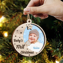 First Christmas - Personalized 2-Layered Wooden Ornament - Gifts For Family, New Parents, Baby Kids