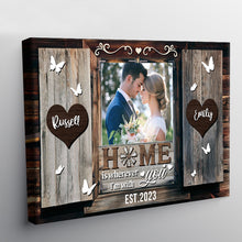 Home Is Wherever I'm With You - Personalized Custom Framed Canvas Wall Art - Gift For Couple