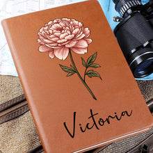 Birth Month Flowers Bloom Where You're Planted - Personalized Customized Leather Journal - Gift For Family Members, Book Lovers