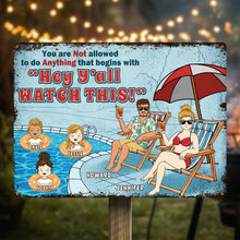 Swimming Pool Rules Watch This - Personalized Custom Metal Sign - Outdoor Decor Gift For Family